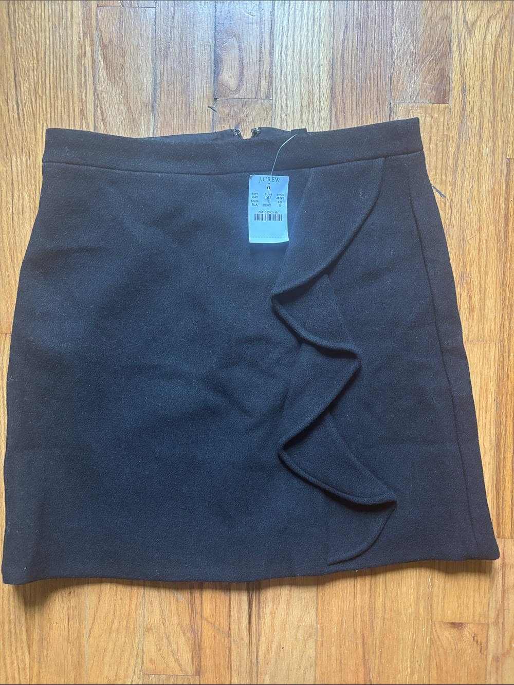J. Crew Factory Black Mini Skirt with Side Ruffle